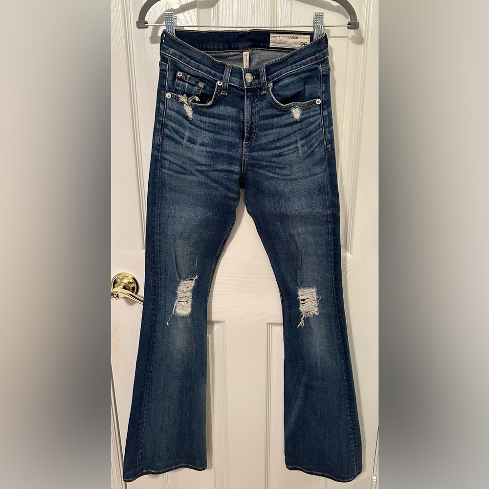 rag & bone jeans, Becket 10” bell-flare, distressed style.  Size 26.